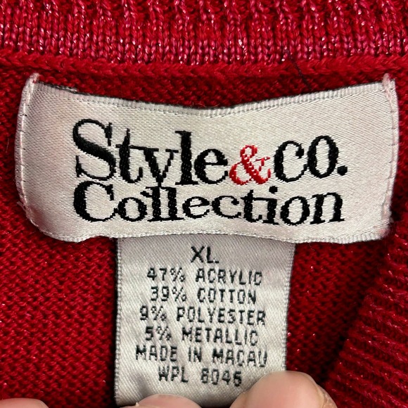 Style & Co. Collection Red Acrylic Cotton Metallic Pullover Sleeveless Sweater - Picture 6 of 7